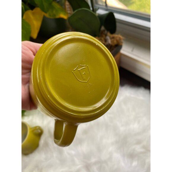 Federal glass avocado green 70s funky retro mugs milk glass groovy - Picture 4 of 4